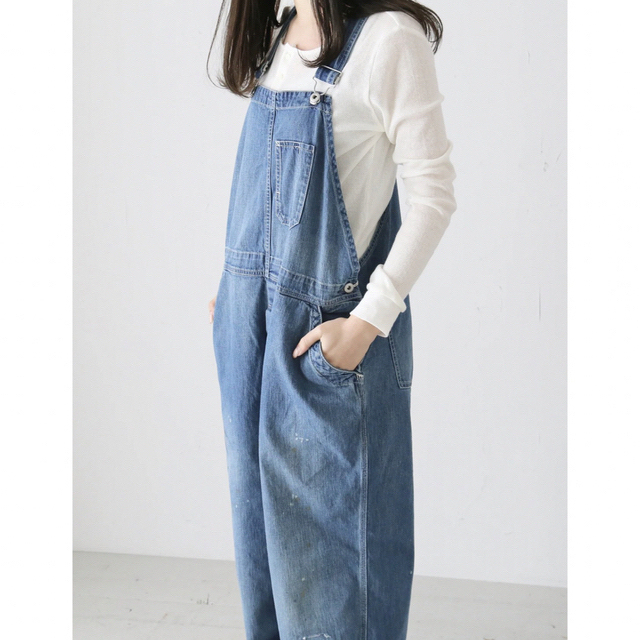 大人女子*chimala 呼びつけ ダメージ加工デニムサロペット 大人女子*chimala 呼びつけ ダメージ加工デニムサロペット