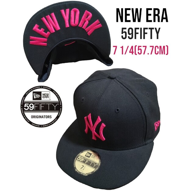 NEW ERA(ニューエラー)のNEW ERA　ニューエラキャップ　ブラック×ピンク×バイザー裏刺繍ヤンキース メンズの帽子(キャップ)の商品写真