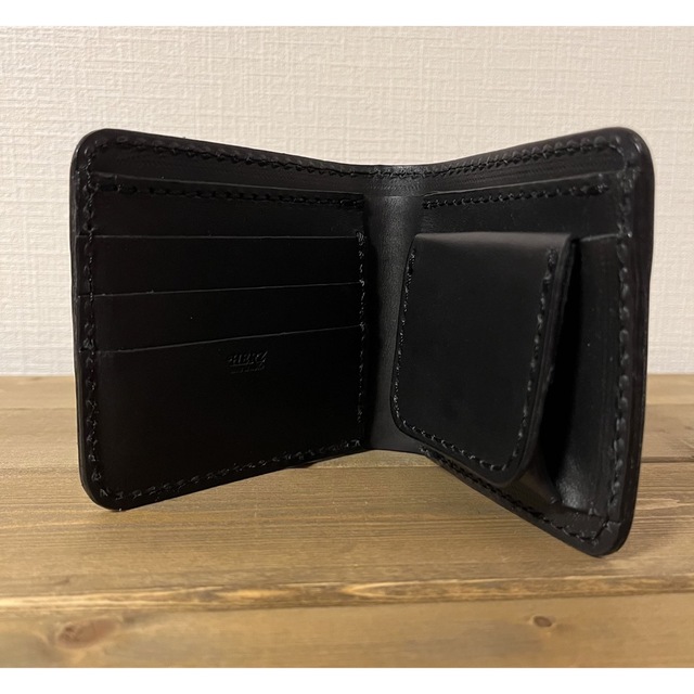 未使用に近い HERZ 二つ折り財布 本革 ブラック黒 【激安大特価