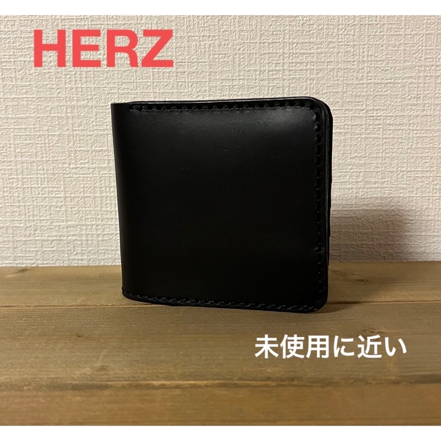 未使用に近い HERZ 二つ折り財布 本革 ブラック黒 【激安大特価