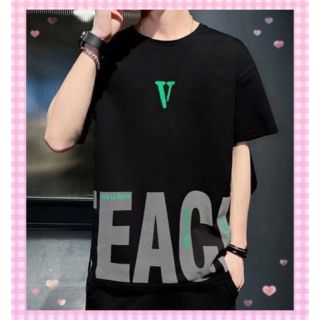 半袖Tシャツ　メンズ　M　黒　ブラック　トップス　レディース　丸首　ビッグロゴ(Tシャツ/カットソー(半袖/袖なし))