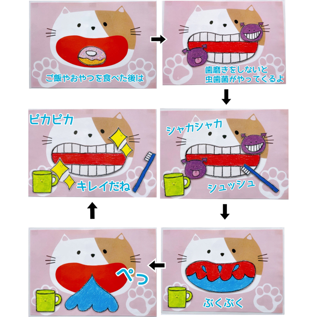 手洗い うがい マスク 歯磨き　マグネットシアター☆完成品 キッズ/ベビー/マタニティのおもちゃ(知育玩具)の商品写真