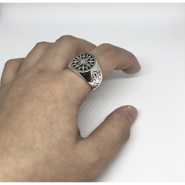 コンパス　シルバー925リング　方位磁針　お守り羅針盤　16号　きやC② メンズのアクセサリー(リング(指輪))の商品写真