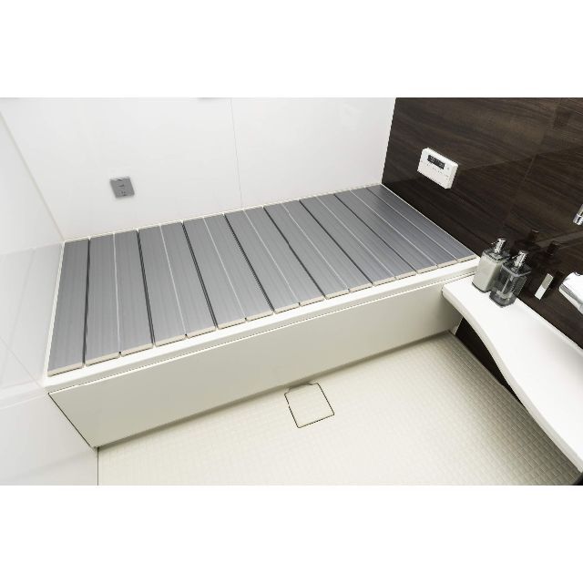 東プレ 折りたたみ 風呂ふた 抗菌 Ag+ メタリックグレー 75×139cm  インテリア/住まい/日用品の日用品/生活雑貨/旅行(タオル/バス用品)の商品写真