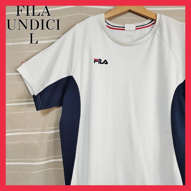 FILA(フィラ)のFILA ワンポイントロゴ 刺繍ロゴ ホワイト スポーツTシャツ tシャツ L メンズのトップス(Tシャツ/カットソー(半袖/袖なし))の商品写真