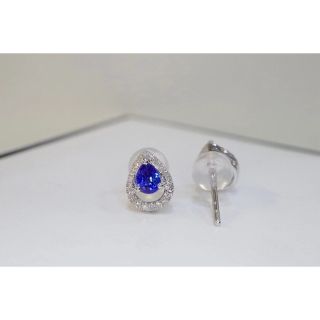 天然 ロイヤル ブルーサファイア ダイヤ ピアス0.45ct k18 f