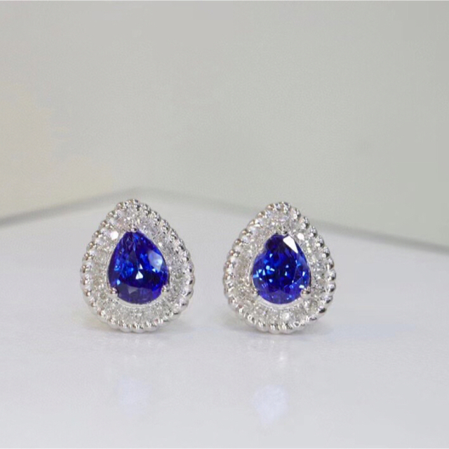 天然 ロイヤル ブルーサファイア ダイヤ ピアス1.08ct k18 f 天然 ロイヤル ブルーサファイア ダイヤ ピアス1.08ct k18 f