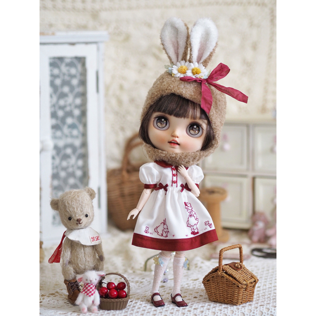 ブライスアウトフィット うさ耳コーデセット(赤)① 【新発売】 9384