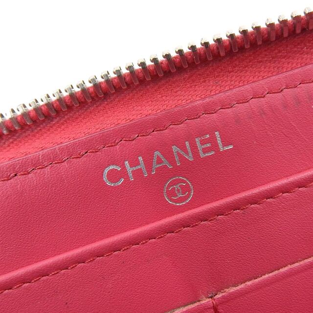 【本物保証】 美品 シャネル CHANEL マトラッセ ダブルステッチ ココマーク ロゴ ラウンドファスナー長財布 エナメル レザー A82126  20番台