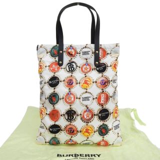 バーバリー(BURBERRY)の【本物保証】 布袋付 超美品 バーバリー BURBERRY ボトルキャップ柄 トートバッグ ハンドバッグ ナイロン マルチカラー 8022365(ハンドバッグ)