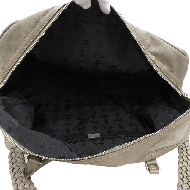 【本物保証】 布袋付 グッチ GUCCI 旅行かばん トラベルバッグ ダッフルバッグ レザー グレージュ 希少 レア ボストンバッグ 189681 203998
