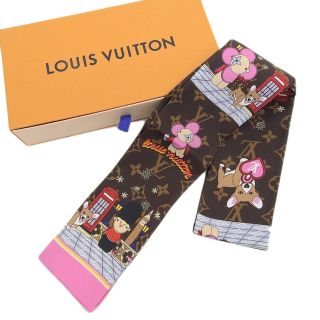 ルイヴィトン(LOUIS VUITTON)の【本物保証】 箱付 新品 ルイヴィトン LOUIS VUITTON モノグラムバンドー クリスマス ヴィヴィエンヌ スカーフ シルク 希少 レア M00489(バンダナ/スカーフ)