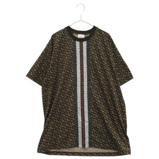 バーバリー(BURBERRY)のBURBERRY バーバリー モノグラム ストライプ プリント Tシャツ 半袖 カットソー ブラウン 8018239(Tシャツ/カットソー(半袖/袖なし))