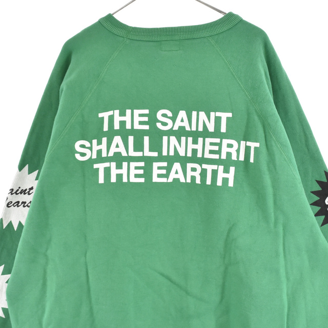 SAINT MICHAEL セントマイケル 22SS×Denim Tears SWEAT SHIRT ON THE MLK CTN SM-S22-0000-088 デニムティアーズ オンザミルク 長袖スウェット トレーナー ヴィンテージ加工 グリーン