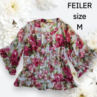 フェイラー(FEILER)のFEILER フェイラー  ブラウス チュニック 花柄 総柄 透け感 ふんわり(シャツ/ブラウス(長袖/七分))