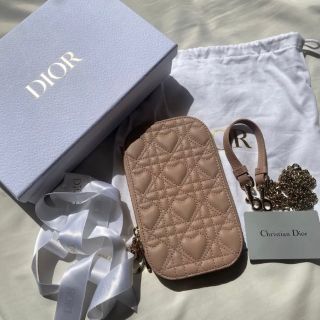 ディオール(Dior)のLADY DIORハート　フォンホルダー　キルティング (ショルダーバッグ)