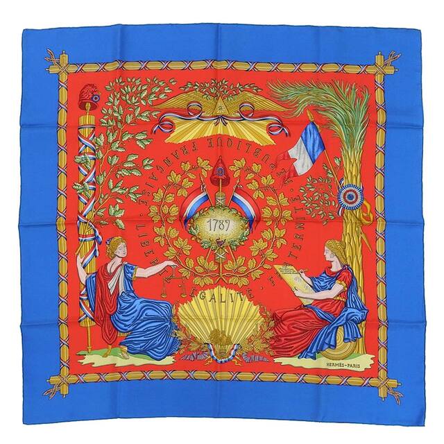 古着男子France製  HERMES  silk scarf   カレ90  ※箱付き