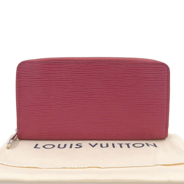 約10cm奥行【本物保証】 布袋付 超美品 ルイヴィトン LOUIS VUITTON エピ ジッピーウォレット ラウンドファスナー長財布 フューシャ 赤 M61858