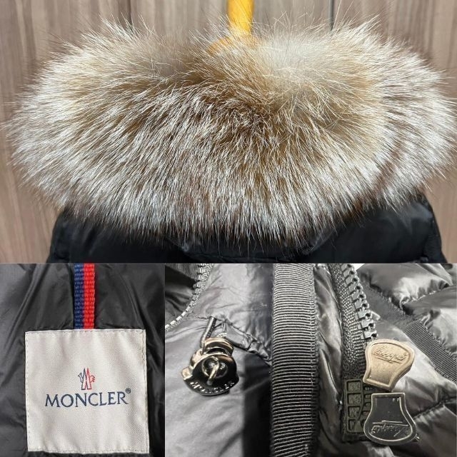 MONCLER エルミファー フォックスファー ダウンジャケット 1 黒 S