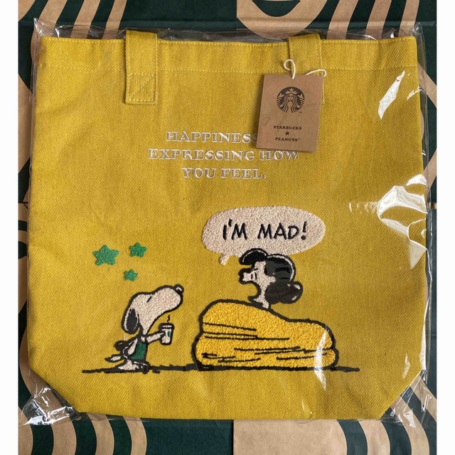 Starbucks Coffee(スターバックスコーヒー)のスターバックス×スヌーピー　トートバッグ イエロー PEANUTS Lucy レディースのバッグ(トートバッグ)の商品写真