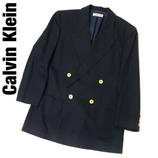 カルバンクライン(Calvin Klein)のカルバンクライン　テーラードジャケット　ネイビー　金ボタン　紺ブレ　美品(テーラードジャケット)