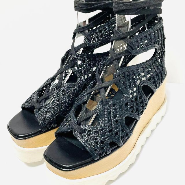 美品✨ステラマッカートニー 37/約23.5㎝ エリス 厚底 サンダル 黒 ...