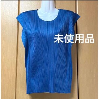 プリーツプリーズイッセイミヤケ(PLEATS PLEASE ISSEY MIYAKE)の新品　プリーツプリーズ　トップス　フレンチ袖　ブルー　サイズ3(カットソー(半袖/袖なし))