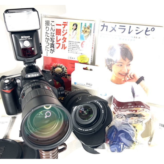 デジタル　一眼レフ　Nikon ニコン　D90 wi-fiSD変更可　万能レンズ