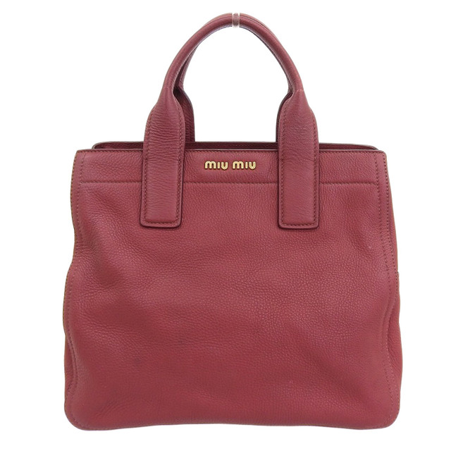 【本物保証】 ミュウミュウ MIUMIU ヴィッテロカリブ ハンドバッグ レザー レッド RN0889