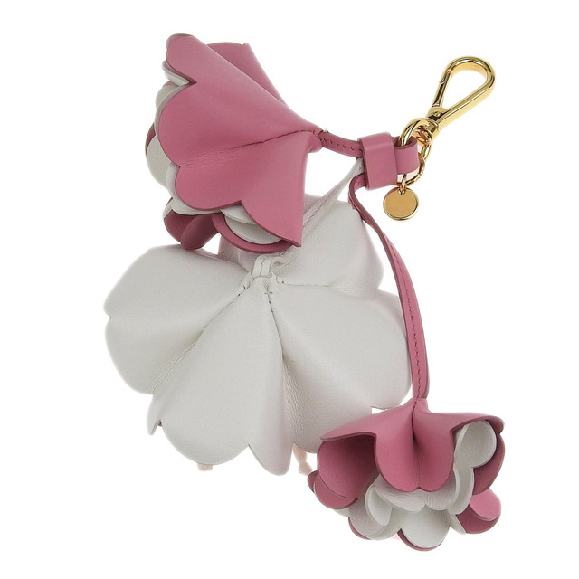 【本物保証】 美品 ミュウミュウ MIUMIU フラワー バッグチャーム 花 ピンク 白 ホワイト 5TL165