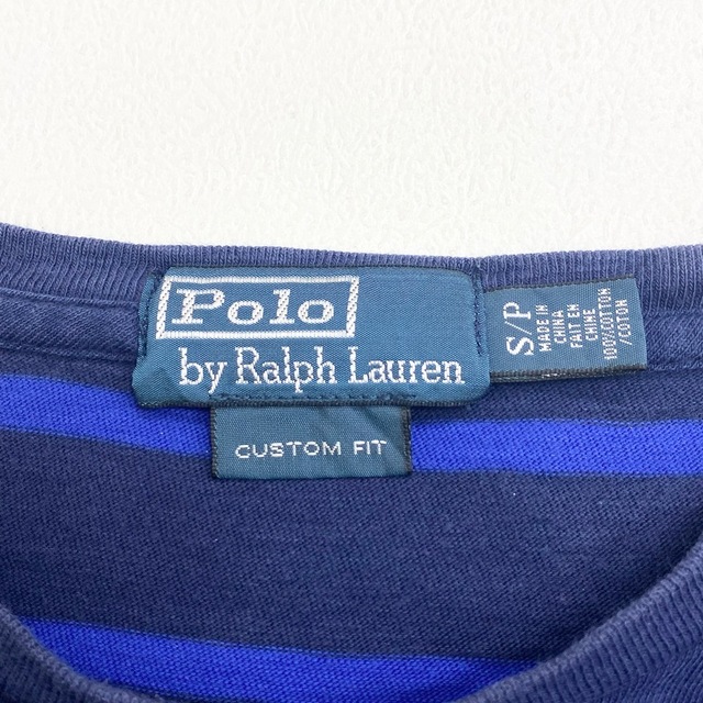 Ralph Lauren(ラルフローレン)のUS古着 ポロ ラルフローレン Polo by Ralph Lauren ロンT 長袖Tシャツ ボーダー柄 ポケット付き サイズ：メンズ S ネイビー×ブルー【中古】 メンズのトップス(Tシャツ/カットソー(半袖/袖なし))の商品写真