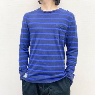 ラルフローレン(Ralph Lauren)のUS古着 ポロ ラルフローレン Polo by Ralph Lauren ロンT 長袖Tシャツ ボーダー柄 ポケット付き サイズ：メンズ S ネイビー×ブルー【中古】(Tシャツ/カットソー(半袖/袖なし))