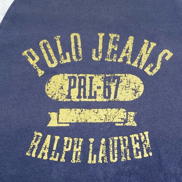 Ralph Lauren(ラルフローレン)のUS古着 ポロジーンズ ラルフローレン ロンT ラグランTシャツ 長袖 POLO JEANS サイズ：メンズ M ネイビー×グレー【中古】 メンズのトップス(Tシャツ/カットソー(半袖/袖なし))の商品写真