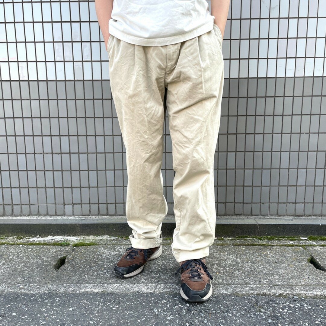 Ralph Lauren(ラルフローレン)のUS古着 ポロ ラルフローレン Polo Ralph Lauren チノパンツ ツータック HAMMOND PANT サイズ：W35 L32 ベージュ 【中古】 メンズのスーツ(スラックス/スーツパンツ)の商品写真