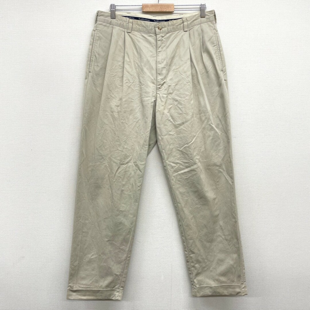 Ralph Lauren(ラルフローレン)のUS古着 ポロ ラルフローレン Polo Ralph Lauren チノパンツ ツータック HAMMOND PANT サイズ：W35 L32 ベージュ 【中古】 メンズのスーツ(スラックス/スーツパンツ)の商品写真