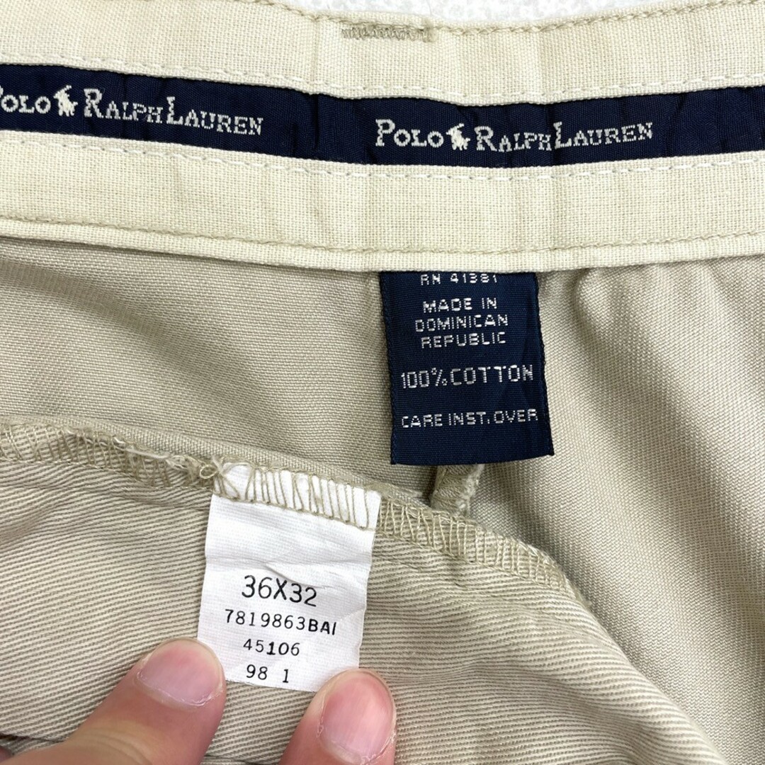 Ralph Lauren(ラルフローレン)のUS古着 ポロ ラルフローレン Polo Ralph Lauren チノパンツ ツータック HAMMOND PANT サイズ：W35 L32 ベージュ 【中古】 メンズのスーツ(スラックス/スーツパンツ)の商品写真