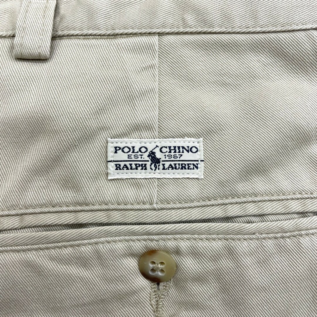 Ralph Lauren(ラルフローレン)のUS古着 ポロ ラルフローレン Polo Ralph Lauren チノパンツ ツータック HAMMOND PANT サイズ：W35 L32 ベージュ 【中古】 メンズのスーツ(スラックス/スーツパンツ)の商品写真