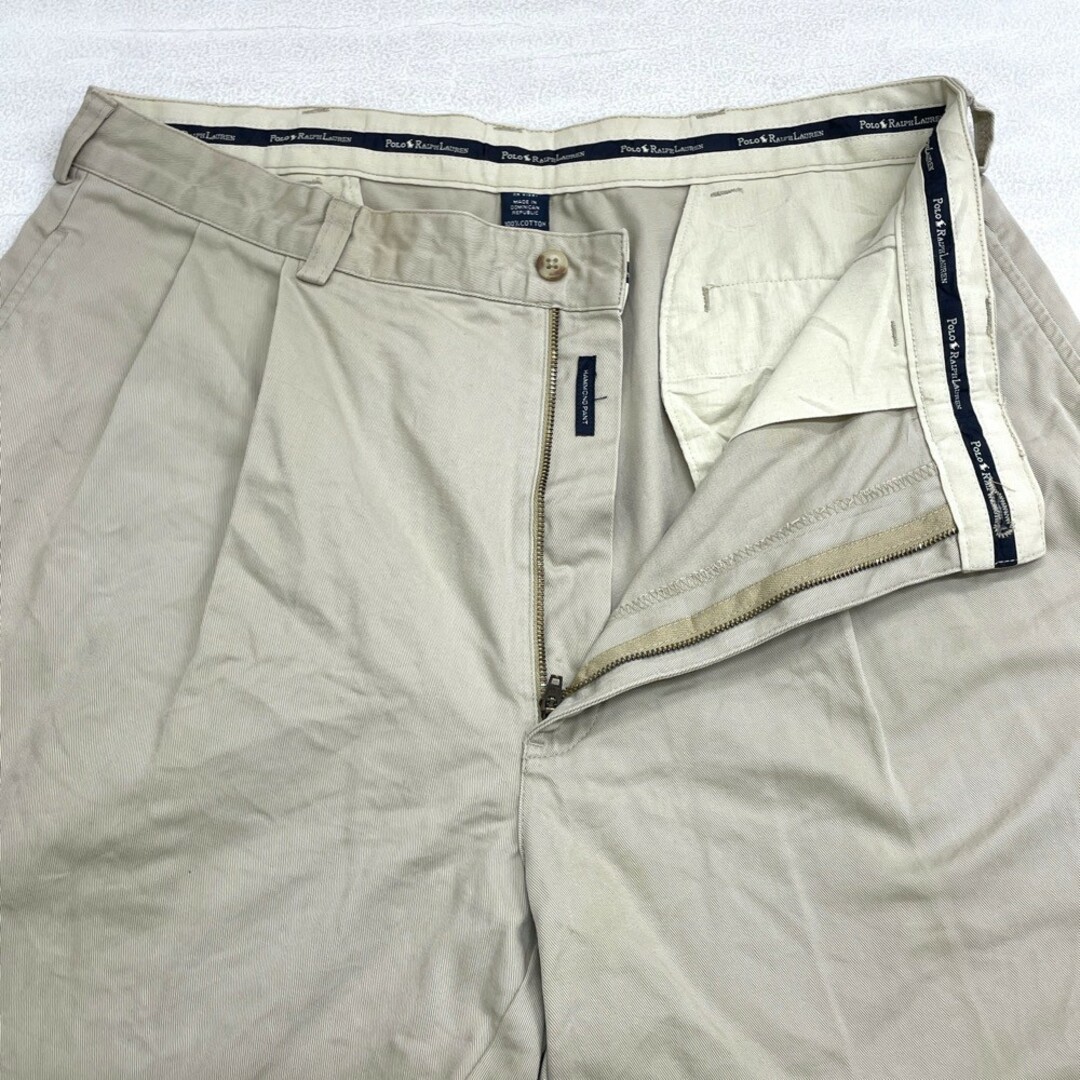 Ralph Lauren(ラルフローレン)のUS古着 ポロ ラルフローレン Polo Ralph Lauren チノパンツ ツータック HAMMOND PANT サイズ：W35 L32 ベージュ 【中古】 メンズのスーツ(スラックス/スーツパンツ)の商品写真