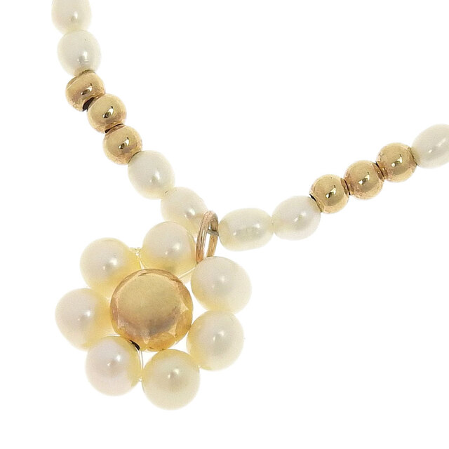 本物保証】 美品 ネックレス K14YG パール 真珠 4.4g 花 本物保証】 美品 ネックレス K14YG パール 真珠 4.4g 花
