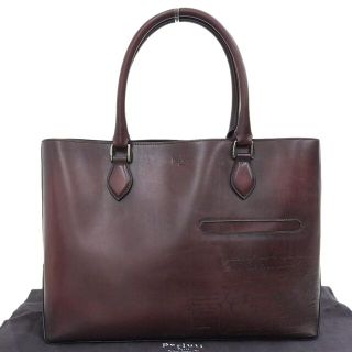 ベルルッティ(Berluti)の【本物保証】 布袋付 超美品 ベルルッティ BERLUTI トゥジュールトート カリグラフィ トートバッグ 茶(トートバッグ)