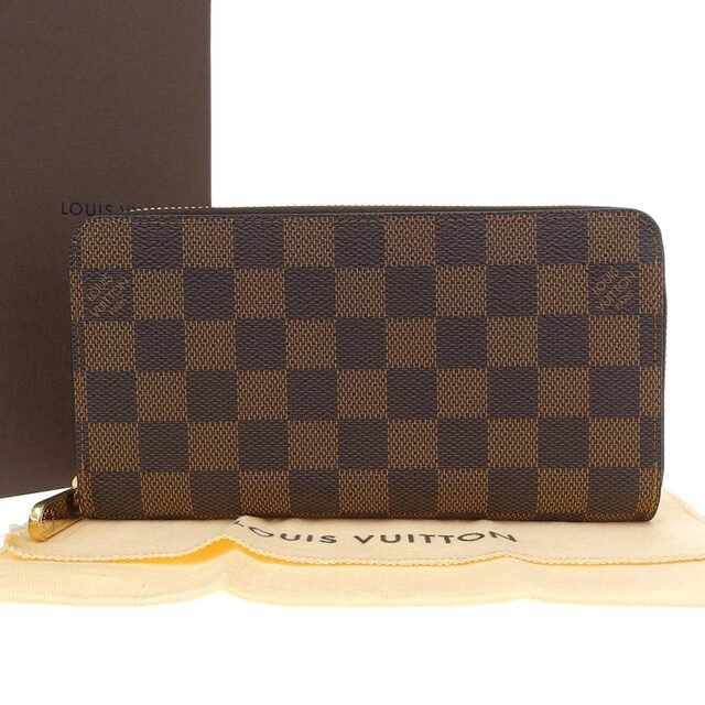 【本物保証】 箱・布袋付 超美品 ルイヴィトン LOUIS VUITTON ダミエ ジッピーウォレット エベヌ N60046 ラウンドファスナー長財布