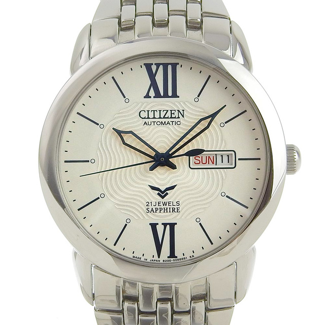 【本物保証】 美品 シチズン CITIZEN メカニカル オートマティック デイデイト メンズ 自動巻き オートマ 腕時計 裏スケ 希少 NH8260 68A