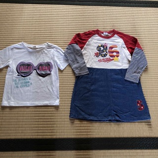 アナップキッズ(ANAP Kids)の値下げ❣️PAS DE ZELEワンピース＆ANAP kids半袖T 120(Tシャツ/カットソー)