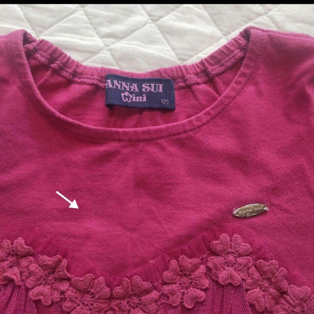 ANNA SUI mini(アナスイミニ)のアナスイミニ　トップス　120 キッズ　女の子　ピンク　Tシャツ　チュール　花 キッズ/ベビー/マタニティのキッズ服女の子用(90cm~)(Tシャツ/カットソー)の商品写真