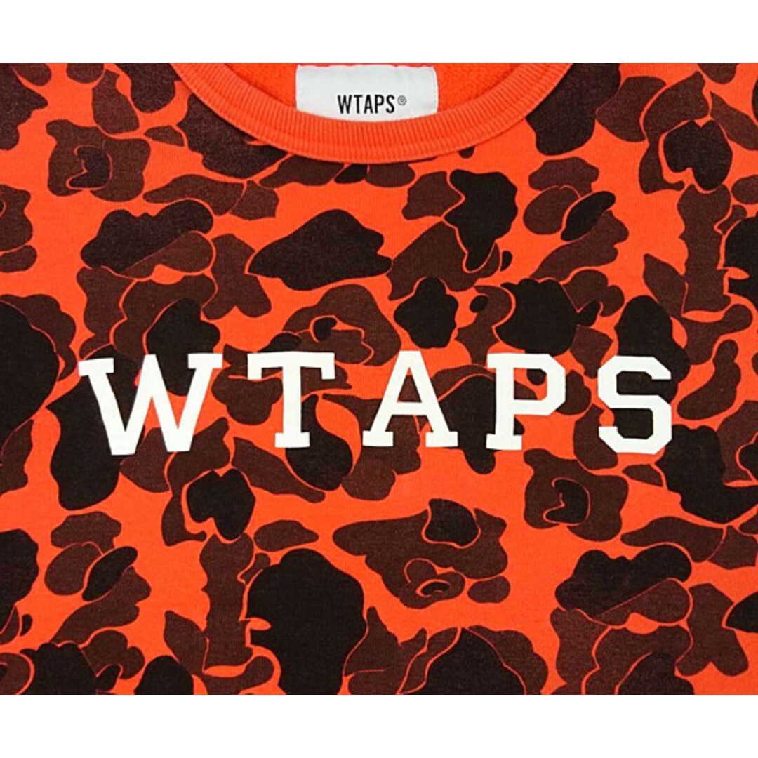 WTAPS ダブルタップス 18AW DESIGN CREW NECK COLLEGE SWEAT 迷彩柄 ロゴ スウェット オレンジ系迷彩 サイズ2 正規品 / 22490