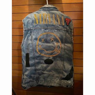 1点物 Nirvana オフィシャル カスタム デニム ライダース ベスト