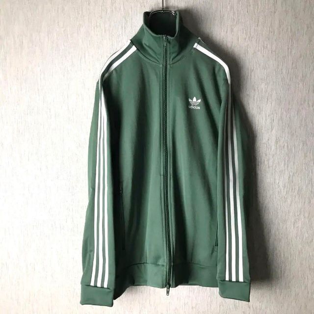 adidas(アディダス)の1775極美✨adidasトラックジャケットベッケンバウアーグリーン×ホワイトM メンズのトップス(ジャージ)の商品写真