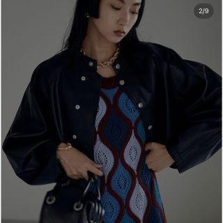 アメリヴィンテージ(Ameri VINTAGE)のAMERI ROUND SHORT FAKE LEATHER JACKET(ライダースジャケット)