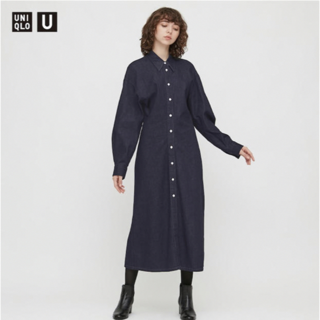 UNIQLO(ユニクロ)のユニクロ デニムロングシャツワンピース レディースのワンピース(ロングワンピース/マキシワンピース)の商品写真