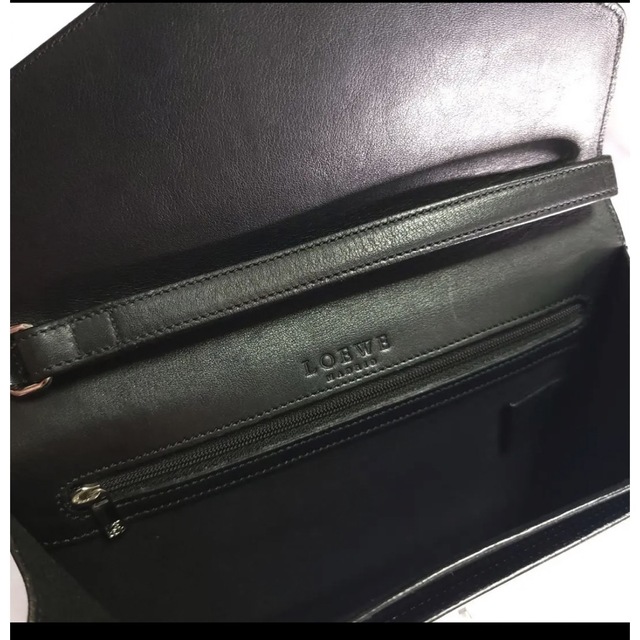 極美品 LOEWE ロエベ ロゴ アナグラム バッグ クラッチバッグ レザー黒